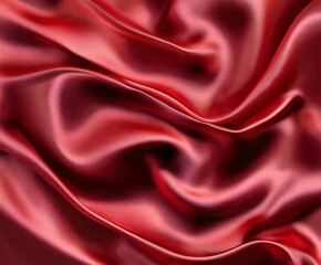 Obraz premium Luxurious Red Satin Fabric Background with Glossy Waves - Elegant, Vibrant, and Abstract Design Perfect for Fashion, Art, and Luxury Concepts