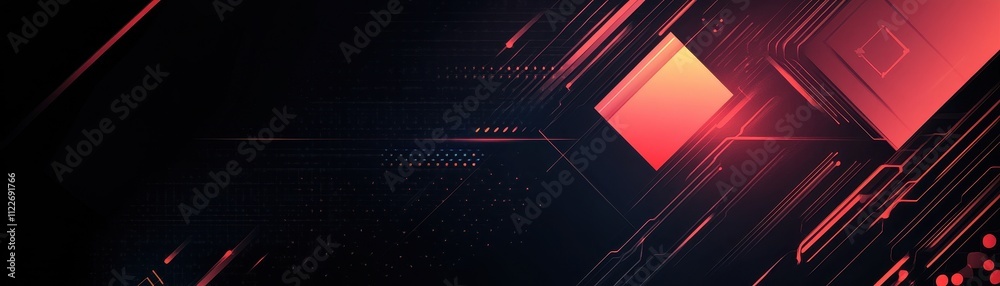 Poster abstract red and black digital circuit design