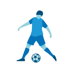 Flat Design of Player Kicking Soccer Ball