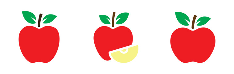 Fototapeta premium Red apple icon set vector. Apple icon isolated flat style design. Apple symbol.