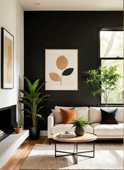 Contemporary Minimalist Living Room with White Sofa, Abstract Art, and Natural Light