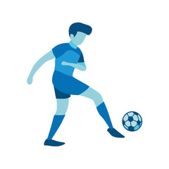 Flat Design of Player Kicking Soccer Ball