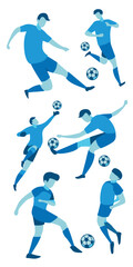 Diverse People Kicking Ball Flat Design Illustration