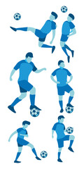 Diverse People Kicking Ball Flat Design Illustration