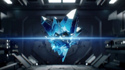 Obraz premium 3d perspective of futuristic blue crystal installation a surreal sci-fi art piece emphasizing sci-tech innovation