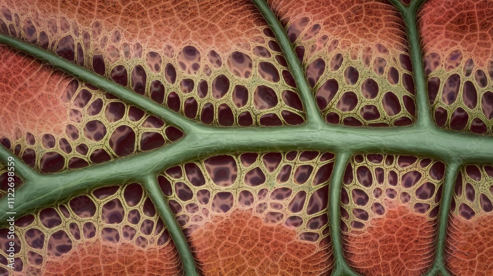 Fototapete microscopic image of a leaf with stomata close-up nature detailed structure botanical environment sc