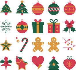 Merry christmas icon set illustration vector  .