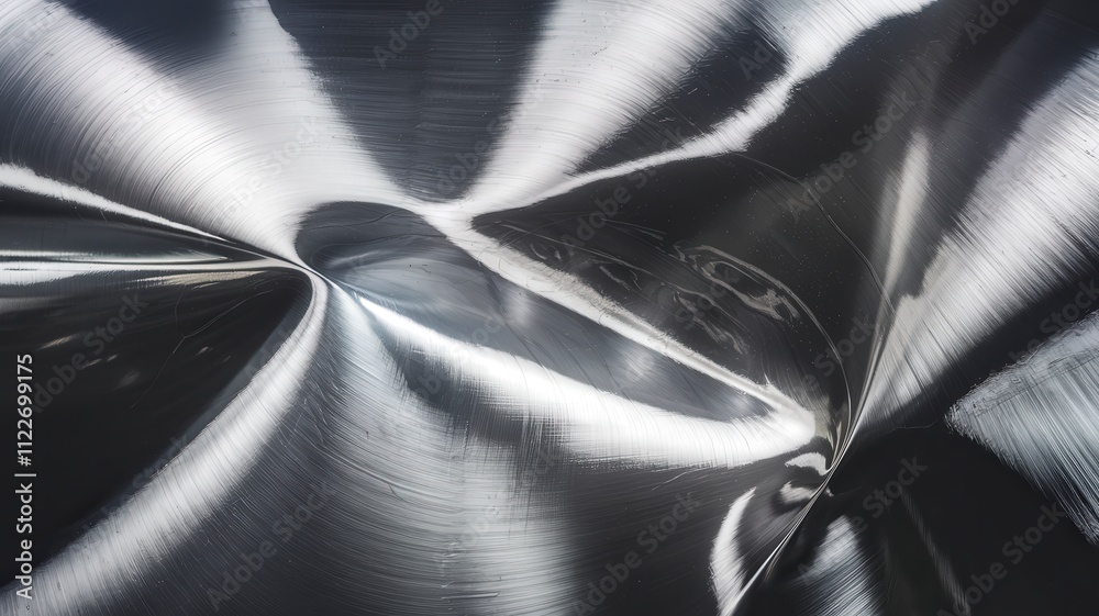 Aufkleber Dynamic metallic abstract texture in industrial setting close-up view modern design concept for visual art