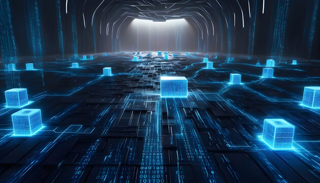 Blockchain The Future of Decentralization network, cryptocurrency and blockchain abstract background 