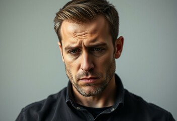 Fototapeta premium Portrait of a male with a disappointed expression
