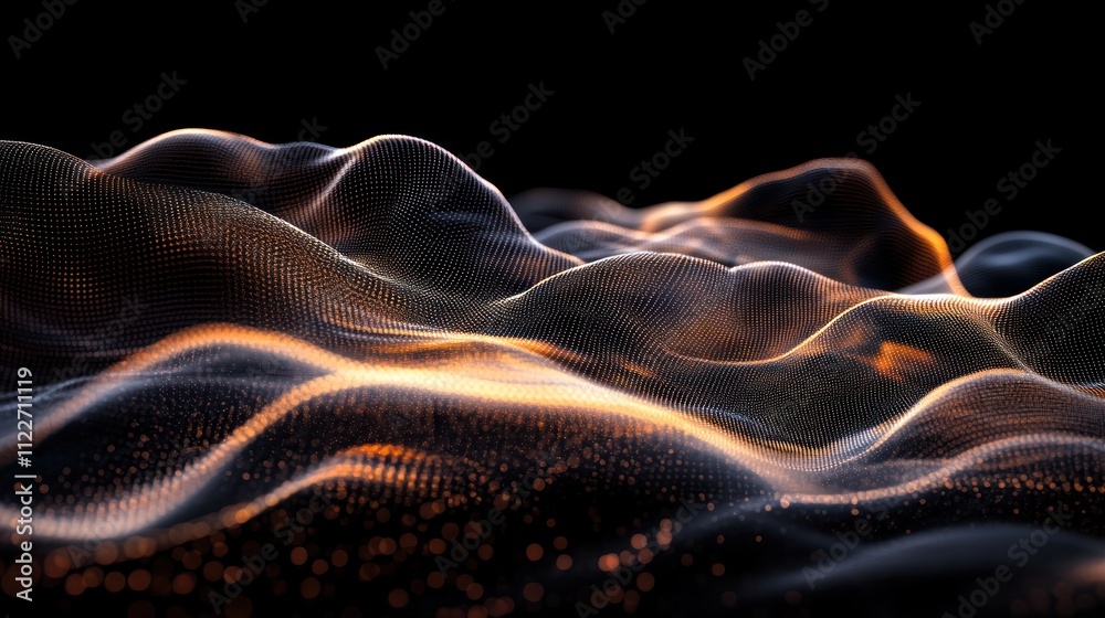 Poster abstract digital particles creating a sense of depth and motion for tech visuals.