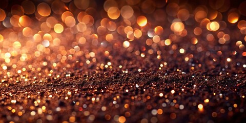 Abstract Background with Shiny Dark Brown Glitter in Tilt-Shift Photography, Capturing a Dreamy and Enchanting Vibe for Creative Projects and Artistic Displays