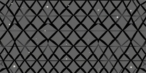 Black and White Geometric Pattern with Silver Sparkles, snowflake design, sparkly texture, abstract design