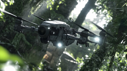 Hyper Realistic AI Drone Flying Through Dense Jungle Environment