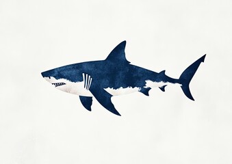 Naklejka premium Shark swimming gracefully in deep blue waters with artistic flair and texture