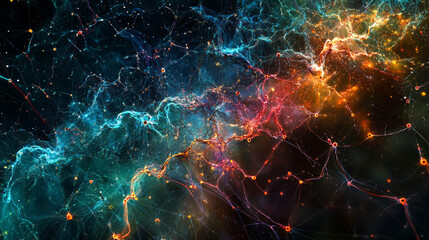 Fototapeta premium Image of scientific data processing over dark background. Global science, research, connections, computing and data processing concept digitally generated image.