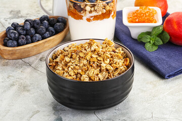 Granola museli cereal for breakfast
