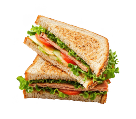 Stacked triangle sandwiches isolated on transparent background