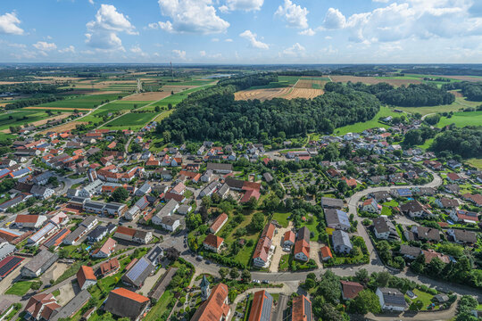 Die Region um Gundremmingen im schw&auml;bischen Kreis G&uuml;nzburg im Luftbild