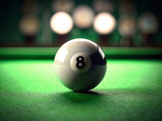 A Captivating Composition of a White 8-Ball on a Pool Table, Emphasizing the Rule of Thirds for a Striking Visual Impact in Billiards Photography
