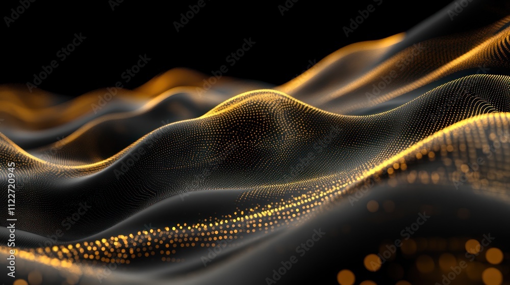 Poster interactive abstract particle mesh for digital platforms, blending innovative design with interactiv