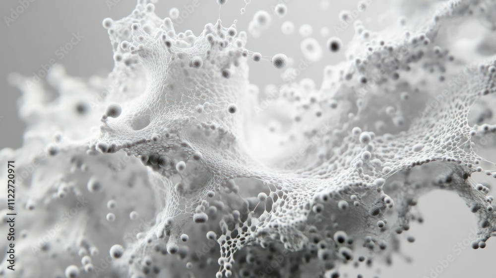 Poster interactive abstract particle mesh for digital platforms, blending innovative design with interactiv