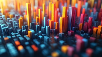 Obraz premium 3D infographic featuring business analysis with vibrant bar graphs on clean white background, dynamic visuals