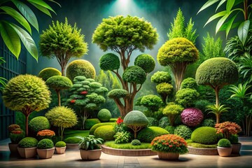 Fototapeta premium A Diverse Collection of Tree Designs and Plant Graphics Featuring Lush Greenery, Artistic Styles, and Nature Elements for Creative Projects and Eco-Friendly Themes