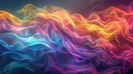 Fototapeta premium Captivating abstract image featuring dynamic waves of vibrant multicolored lights and fluid flowing gradients The image evokes a sense of energy motion and visual harmony