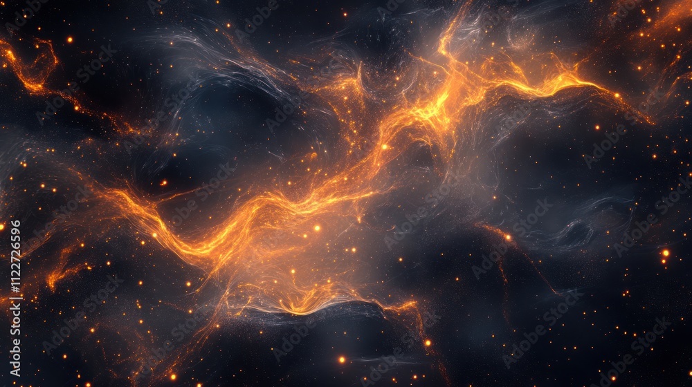 Poster futuristic abstract communication network with seamless data flow elements.