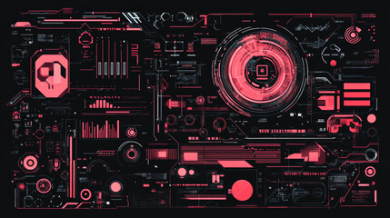 Obraz premium Sci-fi inspired futuristic typography and lettering, complete with HUD and big set Y2K elements. Extensive Collection of Futuristic HUD and Sci-Fi Interface Elements. Vector illustration