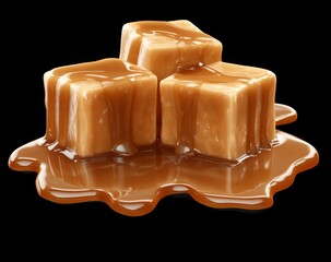 Isolated Caramel Candies and Caramel Sauce - Delicious Treats in Complete Separation