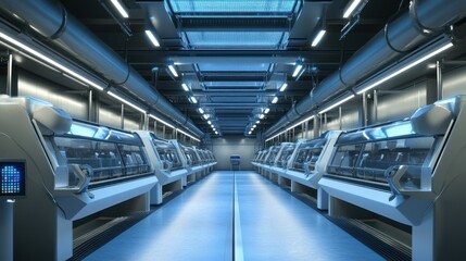 Obraz premium Futuristic dairy farms featuring robotic milking systems and automated management.