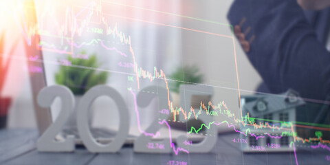 Real estate market collapse, chart fall, upset investors