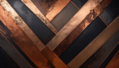 Obraz premium This artistic arrangement features a dynamic interplay of metallic strips and textured surfaces, creating a visually captivating composition.