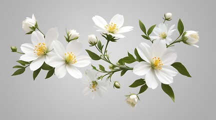 Fototapeta premium flying_white_flowers_isolated_on_transparent