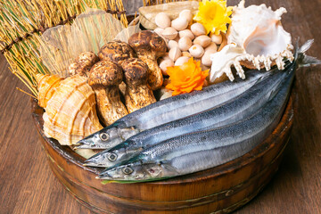 Sanma sashimi's ingredient in the basket#5