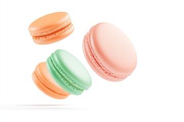 Obraz premium Peach and Mint Macarons Floating in Air