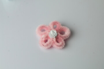 Dull Pink Beaded Hanging Flower Spring Ring Pipe Cleaner
