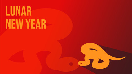 Obraz premium Chinese new year 2025 year of the snake. Red minimalist background of yellow hand drawn snake illustration. Chinese vector design. Lunar new year concept. Suitable for background, invitation card, web