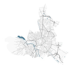 Map of Dijon, France. Detailed city map, metropolitan area.