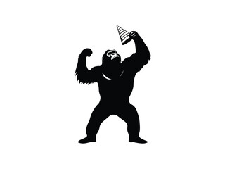 Obraz premium Gambling Gorilla Silhouette for New Year Artwork