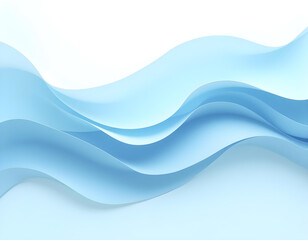 Fototapeta premium Layered blue abstract wavy lines overlapping each other on a matte white background, creating shadows and depth in the composition 2