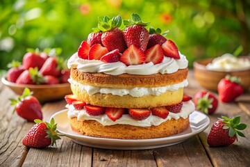 Summer Strawberry Shortcake Cake - Vanilla Sponge Delight