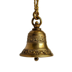 A gold bell hanging from a chain Transparent Background