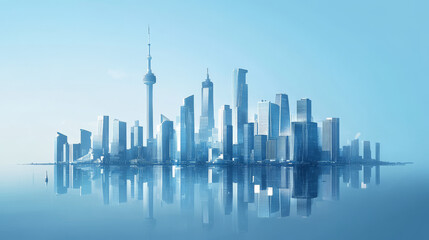 Obraz premium cityscape dot technology digital network connect on blue background. Future city wifi innovation digital connection worldwide global. vector illustration digital fantastic design.