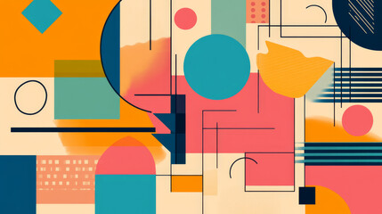Fototapeta premium Abstract technology background Overlapping geometric shapes and lines elements add interest. Emphasis on modern hi-tech Suitable for work related to technology. Use as posters, wallpapers