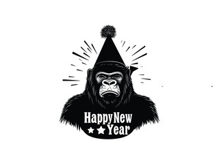 Fototapeta premium Gambling Gorilla Silhouette for New Year Artwork