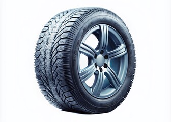 Obraz premium Aerial View of Winter Tyre Cover Featuring Isolated Rubber Pattern on White Background, Ideal for Automotive and Tire Industry Illustrations and Marketing Materials