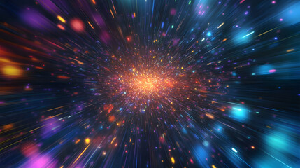 Abstract flight in space hyper jump 3d illustration